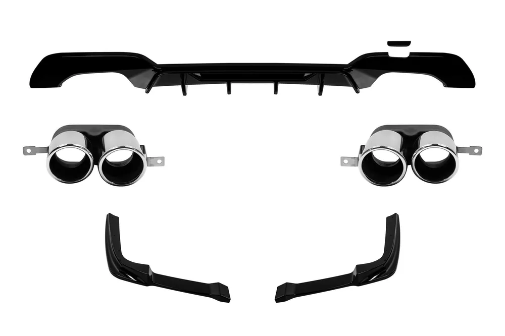 Difuzor tip M Performance Design Design cu capace cromate potrivit pentru barele M de la BMW seria 3 G20, G21 după 2019, lac negru Ofertă limitată