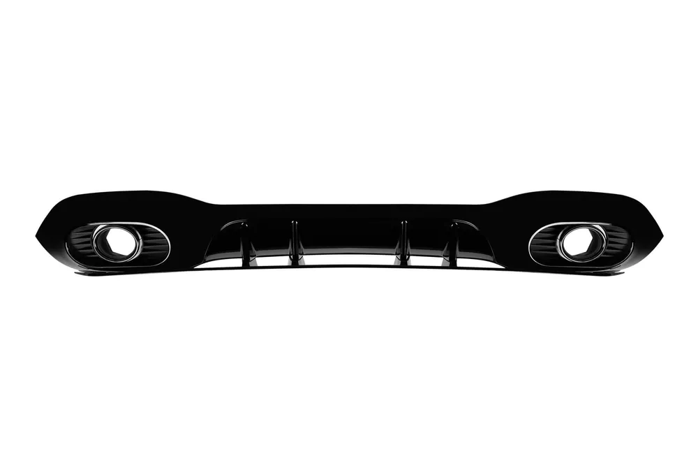 Difuzor tip A35 cu capete negre potrivit pentru bara spate A Design pe Mercedes A-Class W177 hatchback, lac negru, -oo–oo- Preferatul clienților