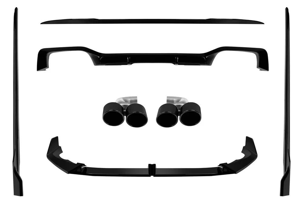 Preț redus Pachet Aero tip Black Knight cu ieșiri de evacuare potrivit pentru BMW X4 G02 2022-2024 pentru modelul cu pachet M, -00-00-, lac negru