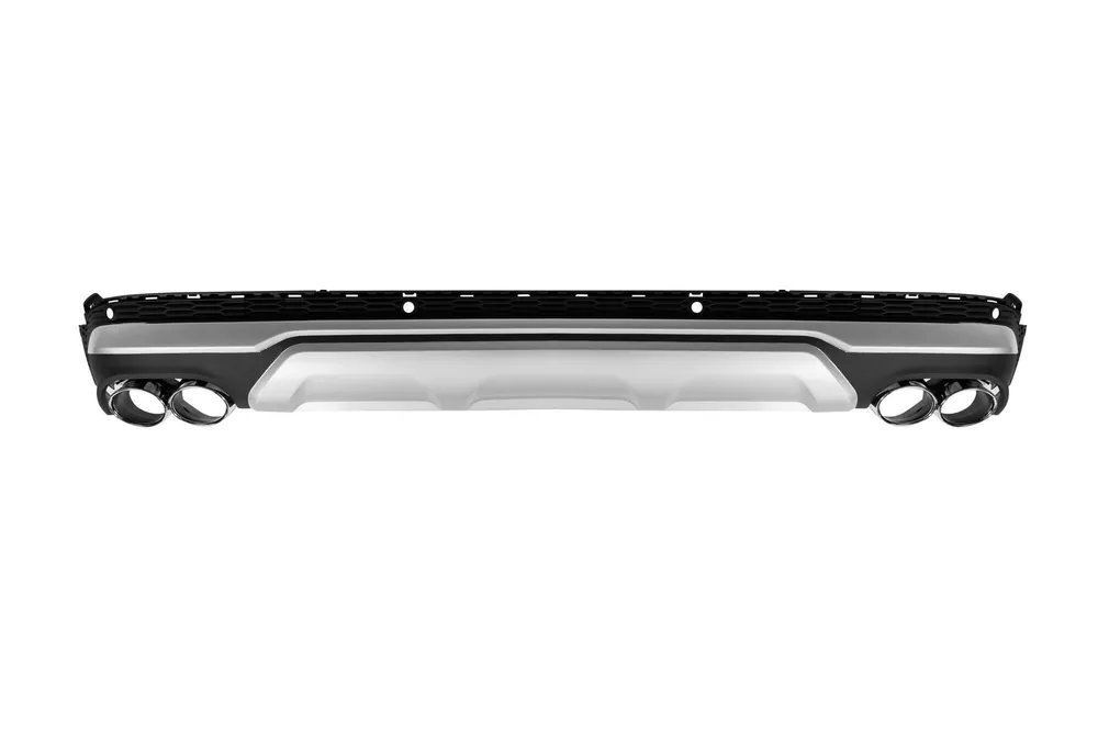 Difuzor tip SQ7 cu capace cromate potrivit pentru bara spate S line pe Audi Q7 după 2020 -oo–oo-, cu garnitură cromată Cel mai bun preț