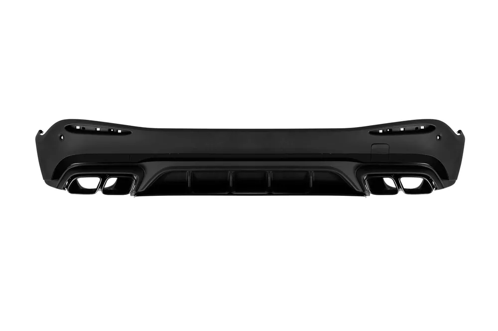 Difuzor tip GLC63 cu duze de evacuare din lac negru pentru bara spate A Design potrivit pentru Mercedes GLC SUV X254 după 2023 -oo–oo-, cu garnitură din lac negru Ofertă