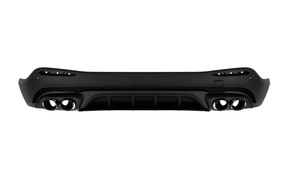 Preț redus Difuzor tip GLC43 cu terminale de evacuare din lac negru pentru bara spate A Design potrivit pentru Mercedes GLC SUV X254 după 2023 -oo–oo-, cu garnitură din lac negru