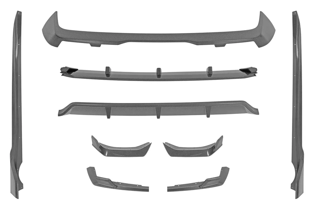 Disponibil imediat Pachet aerodinamic tip Black Knight potrivit pentru BMW X7 G07 2019-2022 pentru modelul echipat cu bare de protecție M tech, culoare carbon