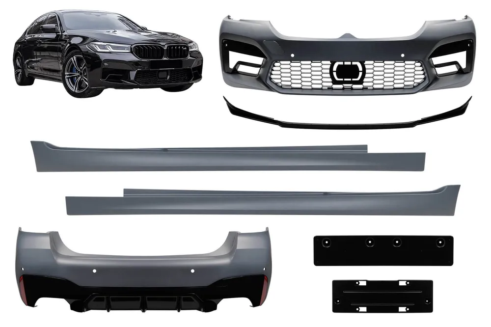 Bestseller Pachet de tuning potrivit pentru BMW Seria 5 G30 Sedan 2021-2023 cu spoiler pentru bara de protecție frontală CS5 negru
