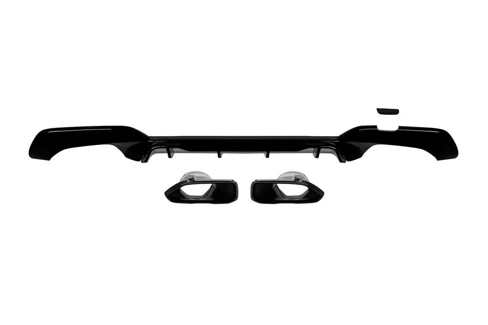 Difuzor tip M Competition cu vârfuri din lac negru pentru bara spate M Technik potrivit pentru BMW Seria 3 G20 sedan, G21 touring 340i după 2019 -oo–oo-, lac negru Promoție