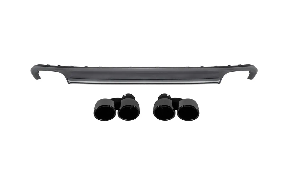 Plată securizată Difuzor tip S7 cu capete negre potrivit pentru bara spate standard a Audi A7 2010-2015 -oo–oo-