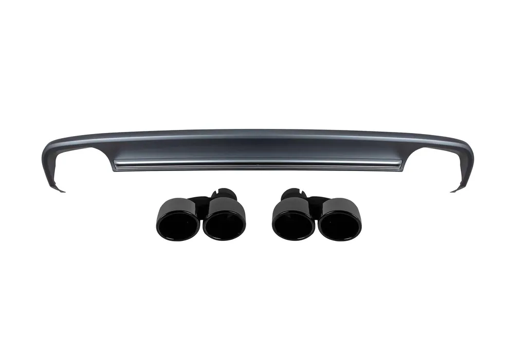 Lichidare de stoc Difuzor tip S6 cu capete negre potrivit pentru bara spate standard a Audi A6 2012-2015 -oo–oo-