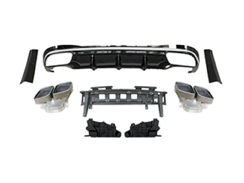 Reducere de preț Difuzor tip S63 cu capace cromate pentru bara spate A Design potrivit pentru Mercedes S-Class W223 dupa 2020, -oo-oo-, garnitura cromata