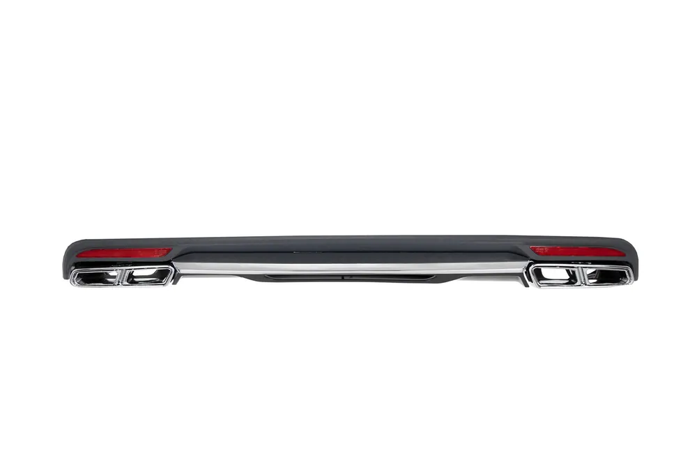 Reducere specială Difuzor tip S65 cu capete cromate potrivit pentru bara AMG din spate la Mercedes S-Class W222 după 2013 -oo–oo-, cu garnitură cromată