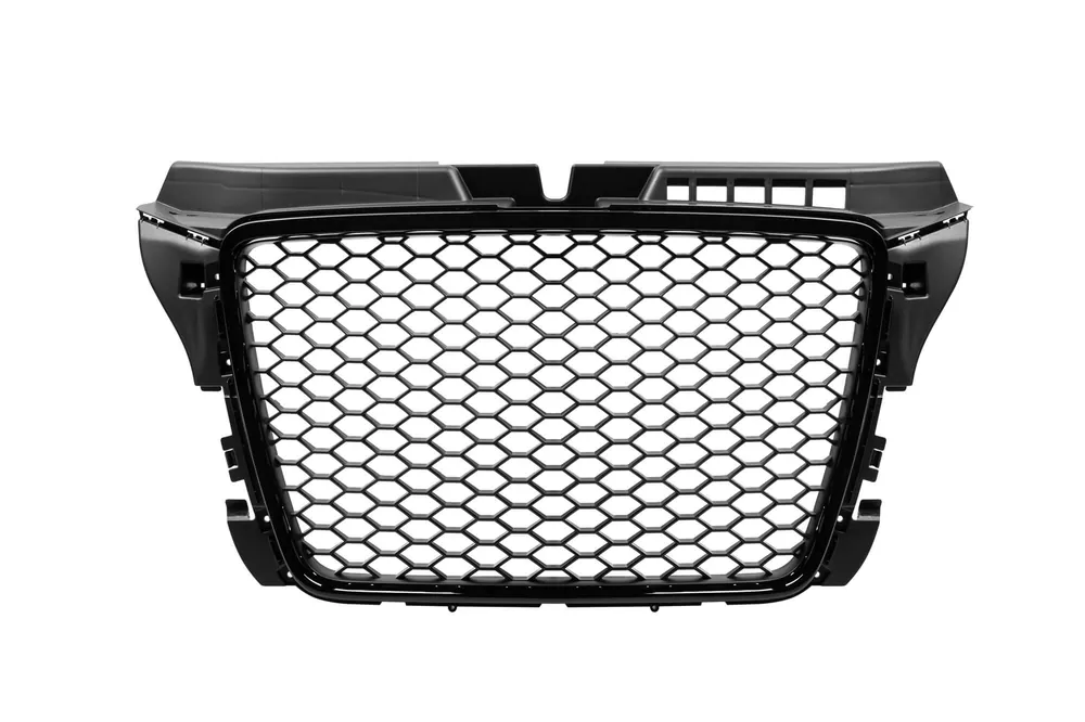 Grilă tip RS cu lac negru, potrivită pentru Audi A3 hatchback, Sportback, cabrio 2009-2012 fără găuri pentru senzori de parcare Promoție