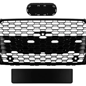 Ultima șansă Grilă tip RS4 cu lac negru, potrivită pentru Audi A4 2015-2019, cu deschideri pentru senzori de parcare