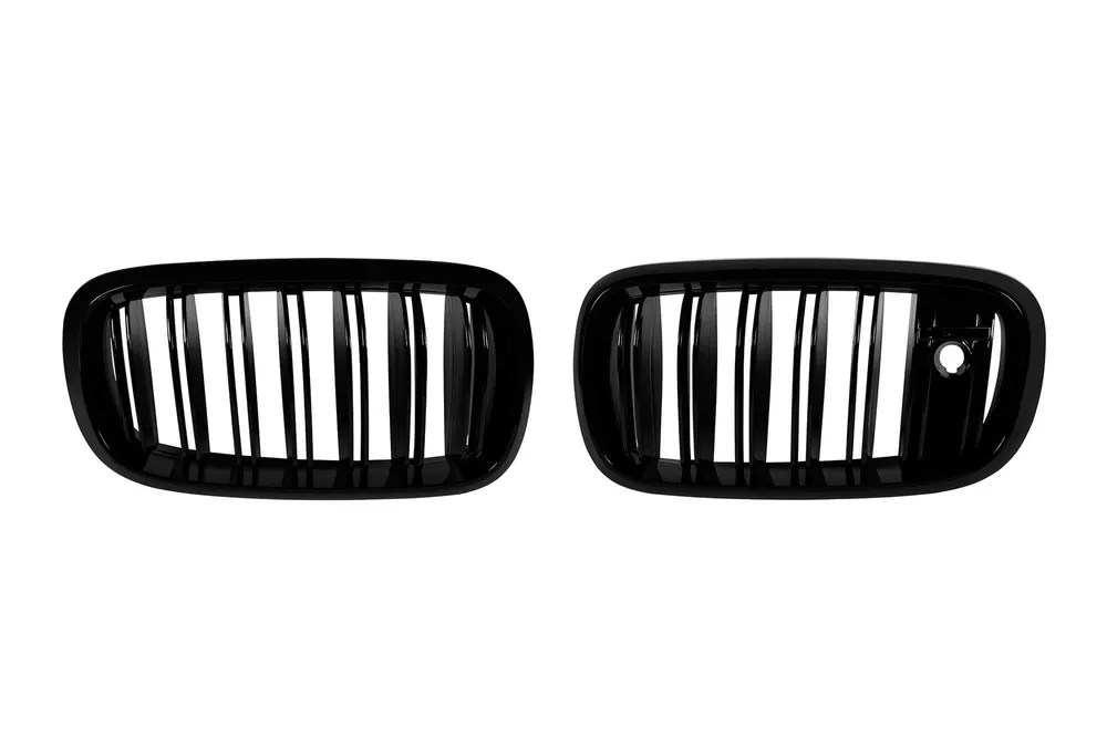 GRILE DUBLE CU RIBURI VOPSITE ÎN NEGRU POTRIVITE PENTRU BMW X5 F15, X6 F16 2013-2018 CU DESCHIDERE PENTRU VIZIUNE NOCTURNĂ Cel mai bun preț