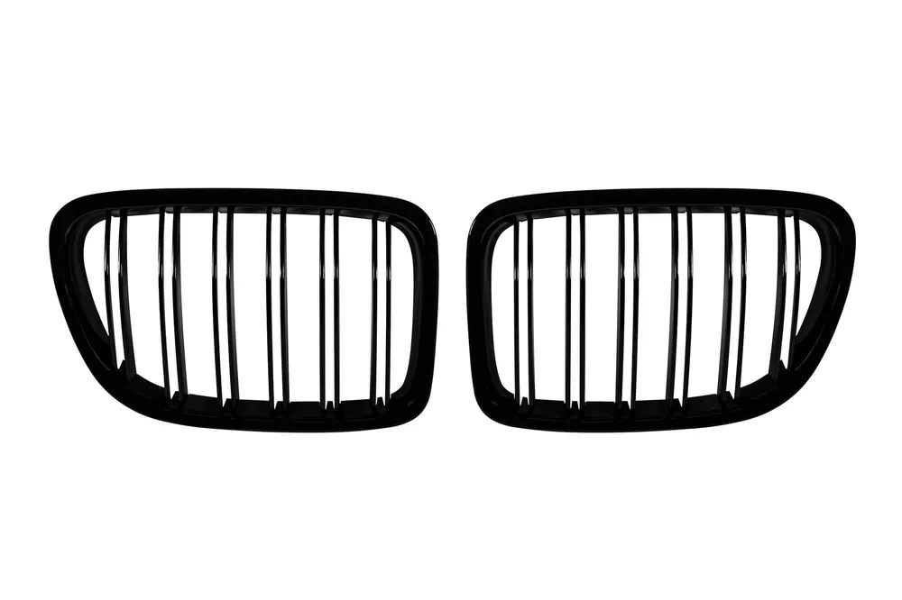 Doar azi Grile rinichi cu fante duble vopsite în negru, potrivite pentru BMW X1 E84 2009-2015