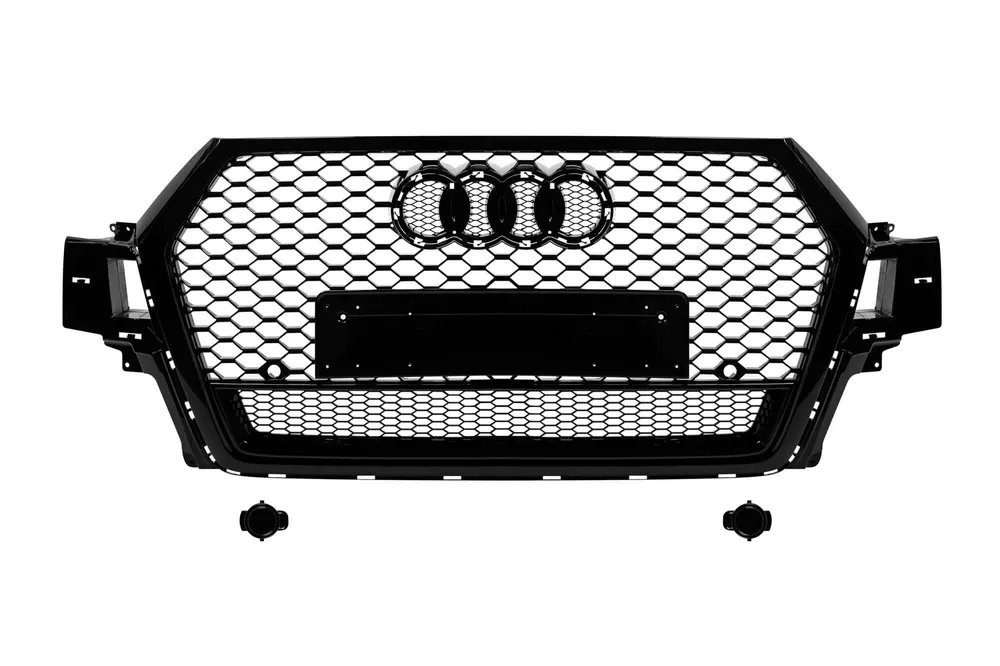 Grilaj tip RSQ7 cu lac negru, potrivit pentru Audi Q7 2015-2019, cu deschideri pentru senzori de parcare Calitate înaltă