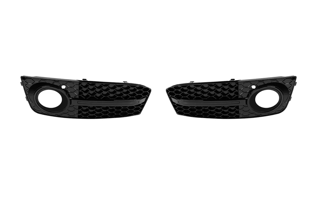 Preț promoțional Set grilă tip RS4 în jurul farurilor de ceață potrivit pentru Audi A4 B8 sedan, break 2007-2011, lac negru