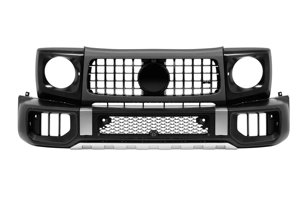 Kit de bara frontala crom tip W465 potrivit pentru Mercedes G-Class W464 dupa 2018 cu PDC, grila, margini pentru faruri, extensii pentru aripi. Cumpără online