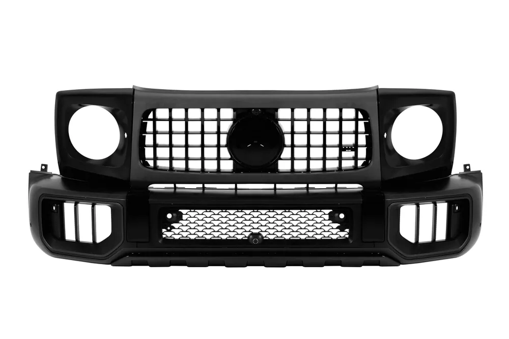 Chilipir Kit de bara fata din lac negru tip W465 potrivit pentru Mercedes G-Class W464 dupa 2018 cu PDC, grila, inele pentru faruri, extensii pentru aripi