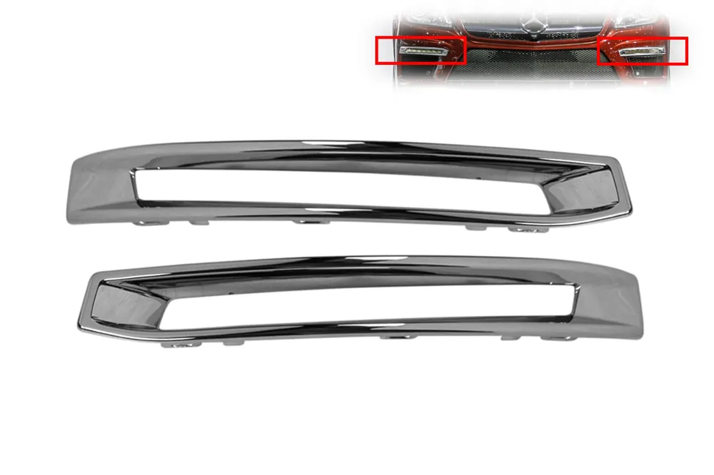Set de trimuri cromate pentru grila în jurul luminilor de zi, potrivit pentru bara de protecție A Design pe Mercedes GL X166 2012-2015, stânga și dreapta Reducere