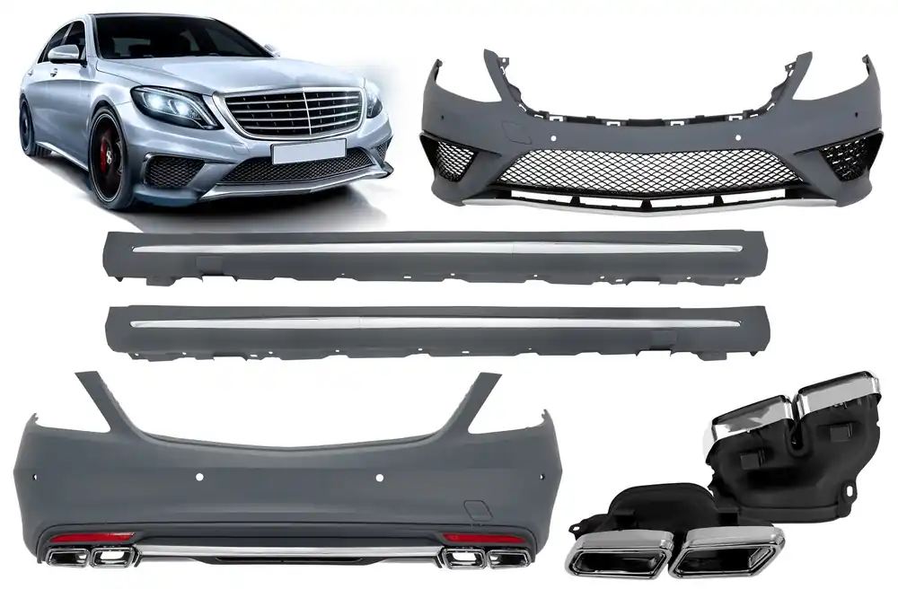 Cel mai vândut Un pachet de design tip S63 potrivit pentru Mercedes S-Class W222 2013-2017, cu praguri pentru ampatament lung