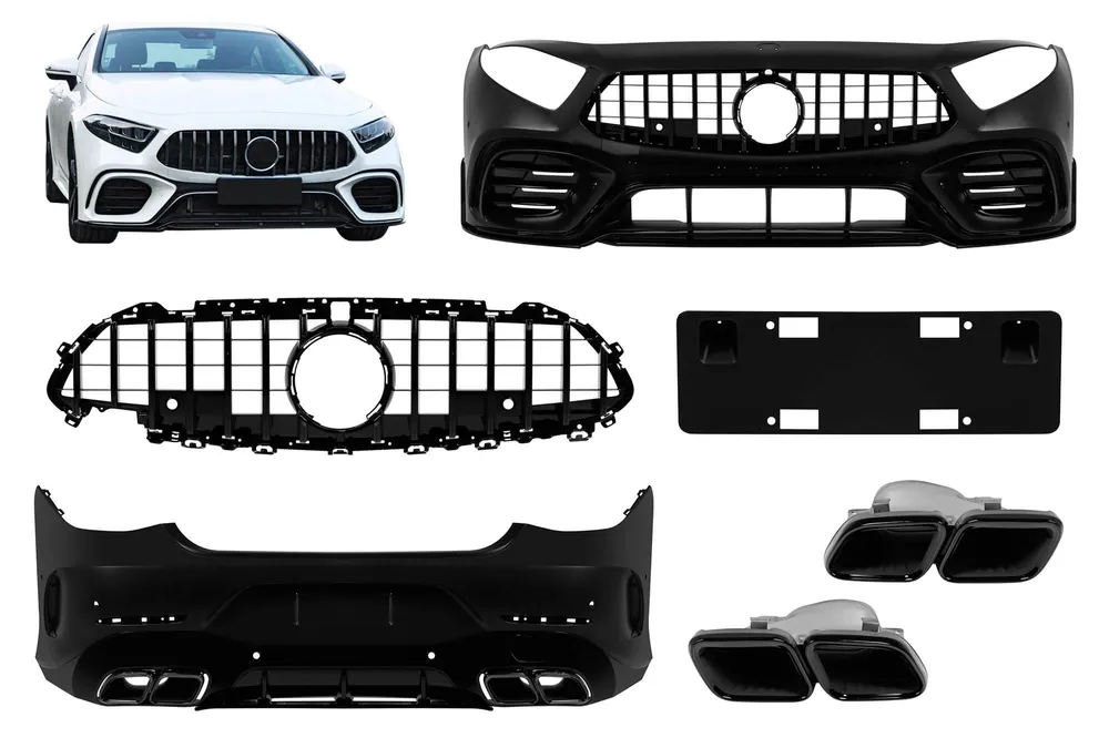 Pachet de tuning tip 63 potrivit pentru Mercedes CLS C257 2019-2021 cu elemente din lac negru Ofertă limitată