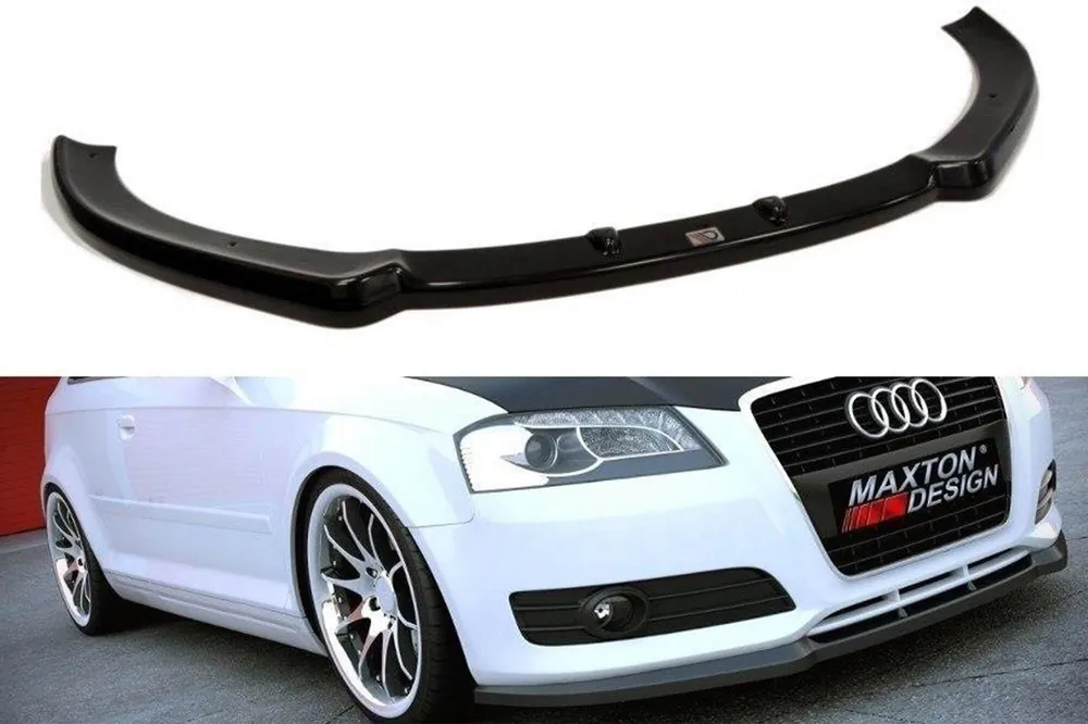 Spoiler Maxton Design potrivit pentru bara de protecție frontală standard a Audi A3 8P 2008-2013, lac negru Transport gratuit