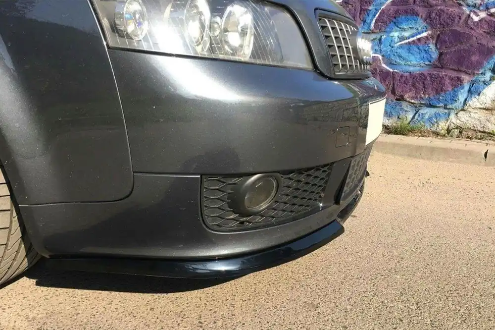 Discount Spoiler Maxton Design versiunea 1 potrivit pentru bara frontală S-Line pe Audi A4 B6 2000-2006, negru mat