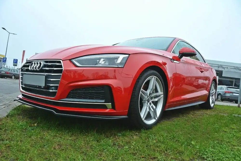 Spoiler Maxton Design versiunea 1 potrivit pentru bara frontală S5, S-Line a Audi A5 F5 coupe, Sportback după 2016, lac negru Ofertă de sezon