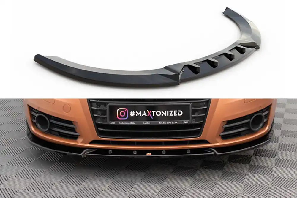 Livrare rapidă Spoiler Maxton Design versiunea 2 potrivit pentru bara frontală a Audi A7 C7 2010-2014, lac negru