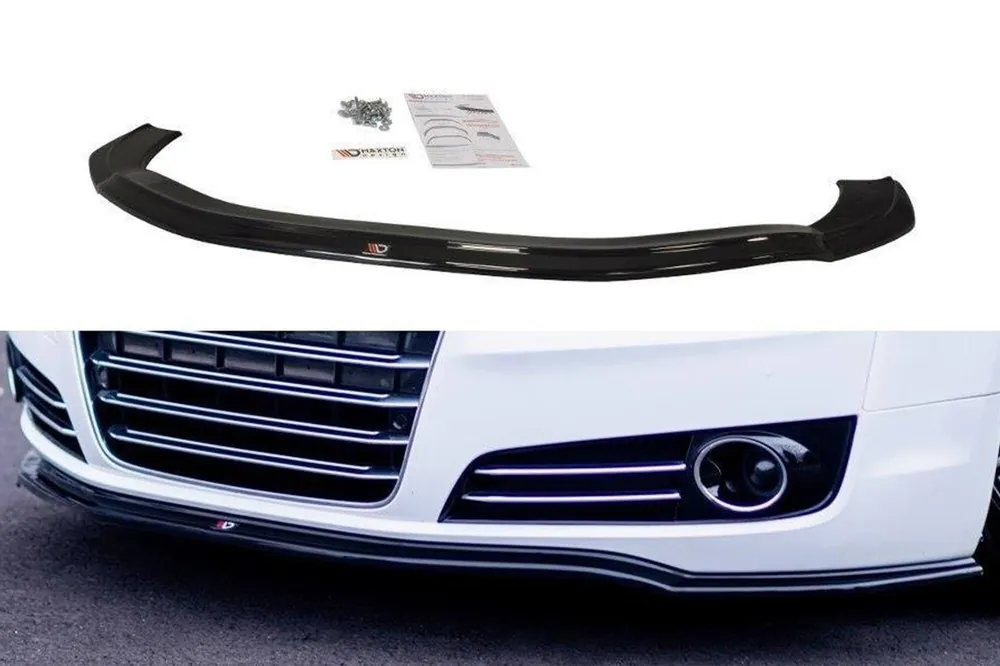 Preț mic Spoiler Maxton Design potrivit pentru bara frontală standard a Audi A8 D4 2009-2013, lac negru