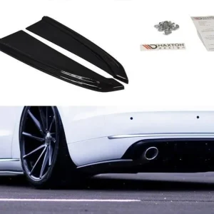 Adăugiri laterale Maxton Design potrivite pentru bara de protecție spate standard a Audi A8 D4 2009-2013, lac negru Reducere specială
