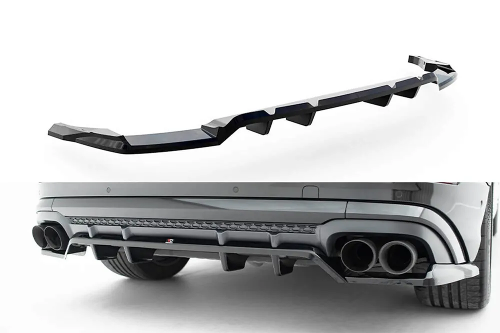Livrare expres Spoiler Maxton Design versiunea 2 potrivit pentru bara spate a Audi SQ8, Q8 S-Line după 2023, lac negru