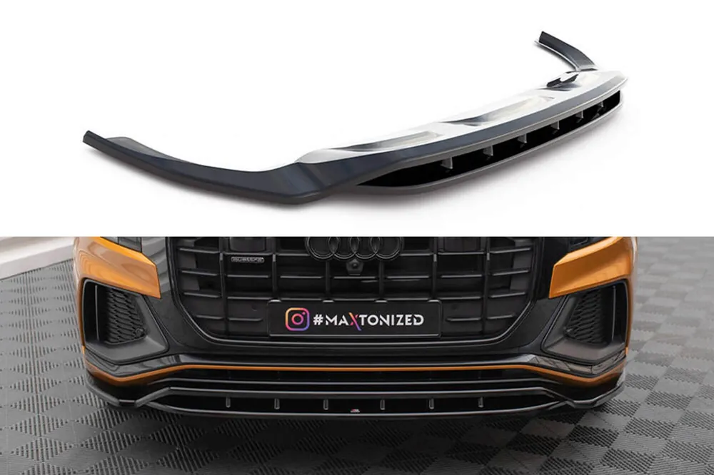 Cumpără acum Spoiler Maxton Design versiunea 1 potrivit pentru bara de protecție frontală S-Line a Audi Q8, SQ8 după 2018, lac negru