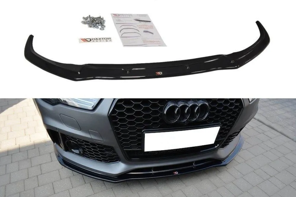 Spoiler Maxton Design versiunea 1 potrivit pentru bara frontală RS7 pe Audi A7 C7 2014-2017, culoare carbon Plată securizată