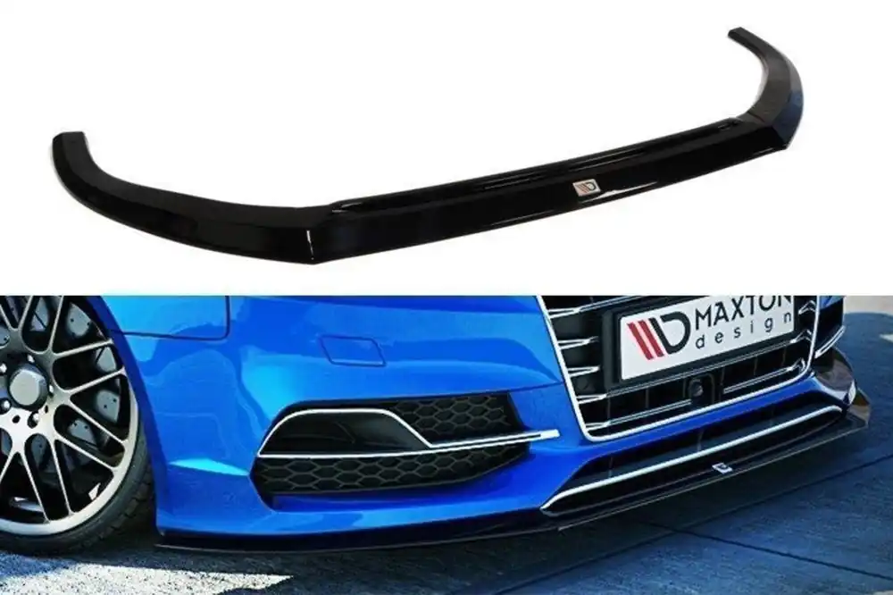 Spoiler Maxton Design potrivit pentru bara frontală S3, S-Line a Audi A3 8V sedan, cabrio 2013-2016, lac negru Ofertă specială