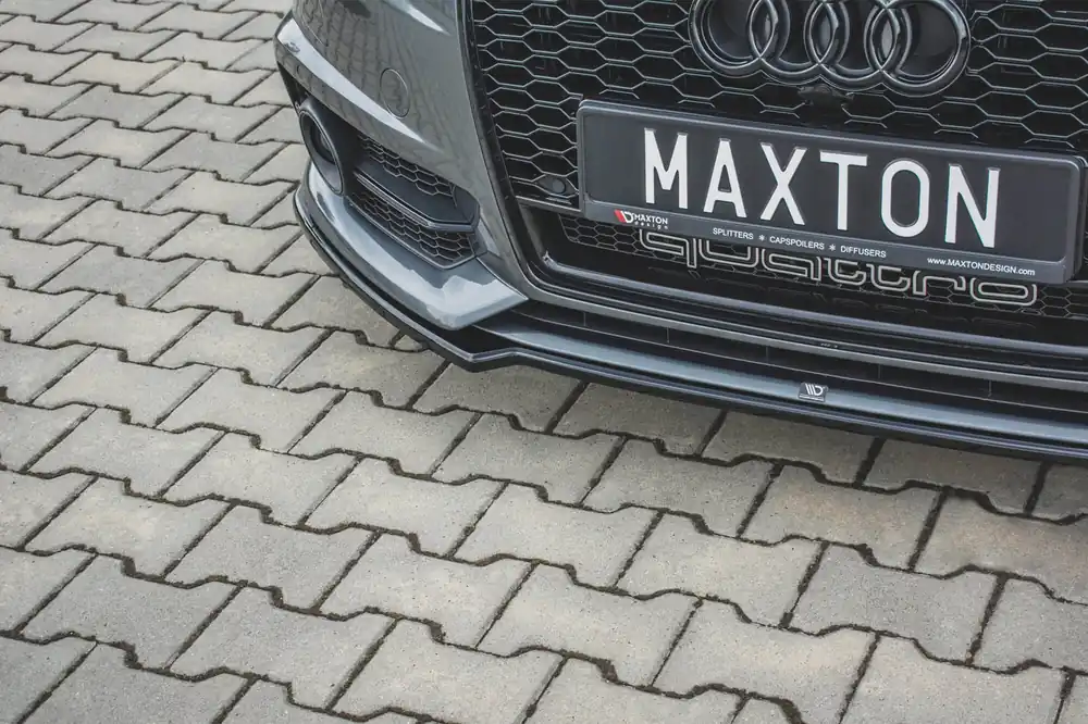 Spoiler Maxton Design potrivit pentru bara frontală S6, S-Line a Audi A6 C7 sedan, Avant 2014-2017, lac negru Ofertă