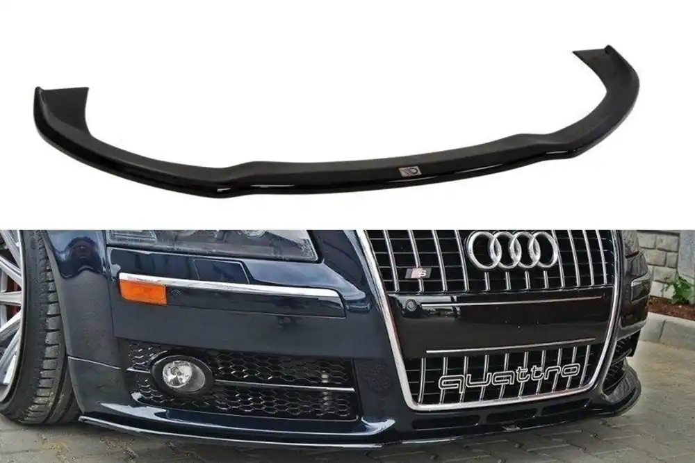 Spoiler Maxton Design potrivit pentru bara frontală S8 pe Audi A8 D3 2006-2010, lac negru Promoție