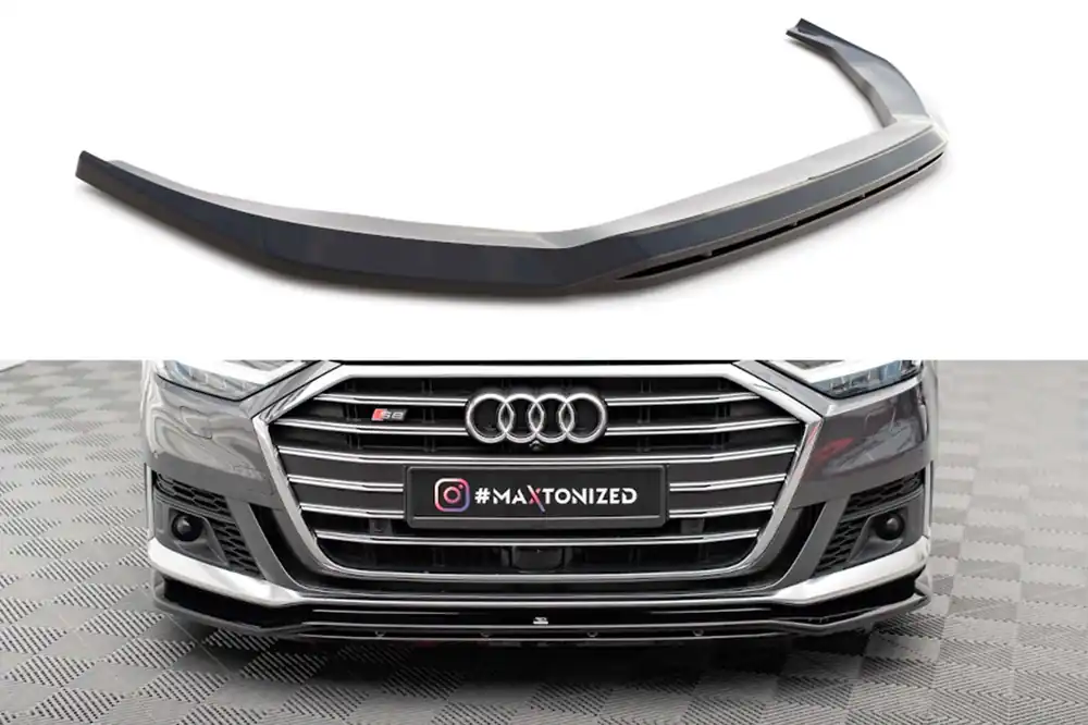 Lichidare de stoc Spoiler Maxton Design versiunea 1 potrivit pentru bara frontală a Audi S8 D5, A8 S line D5 2019-2021, lac negru