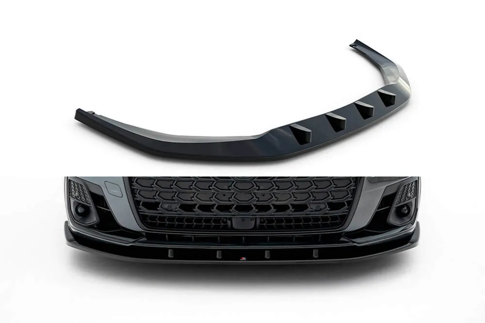 Super ofertă Spoiler Maxton Design potrivit pentru bara frontală a Audi S8, A8 S-Line D5 după 2021, lac negru