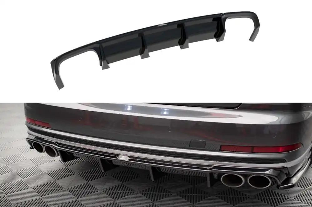 Difuzor Maxton Design pentru bara spate a Audi S8 D5 2019-2021, lac negru Calitate înaltă
