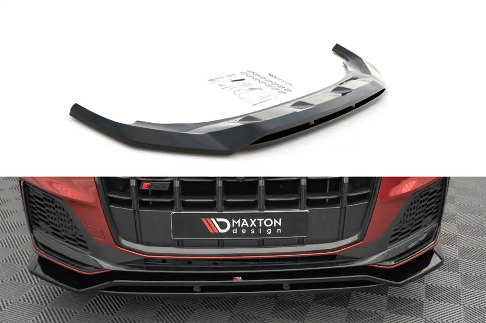 Popular Spoiler Maxton Design potrivit pentru bara frontală S-Line a Audi Q7 S-Line, SQ7 după 2019, lac negru