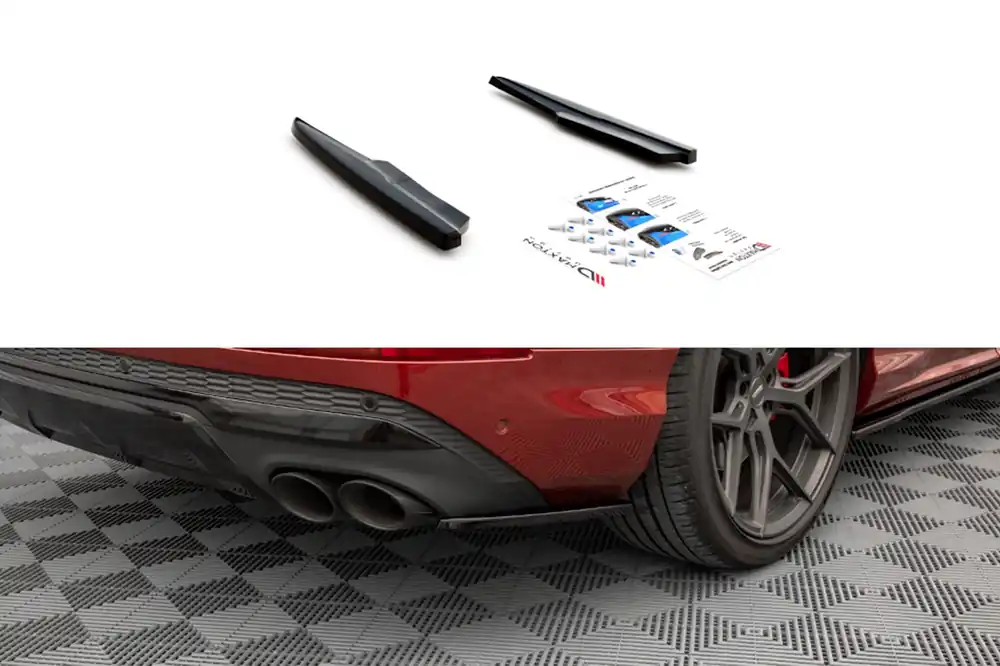 Extensii laterale Maxton Design potrivite pentru bara spate S-Line a Audi Q7 S-Line, SQ7 2019-2023, lac negru Reducere de preț