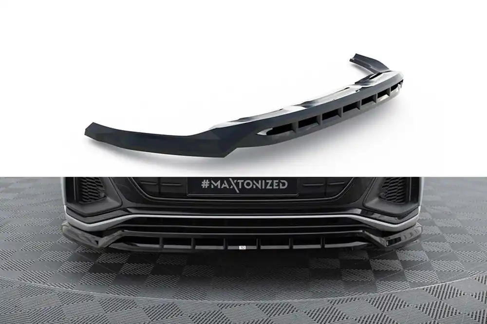 Spoiler Maxton Design versiunea 2 potrivit pentru bara din față a Audi SQ8, Q8 S-Line 2018-2023, lac negru Ofertă specială