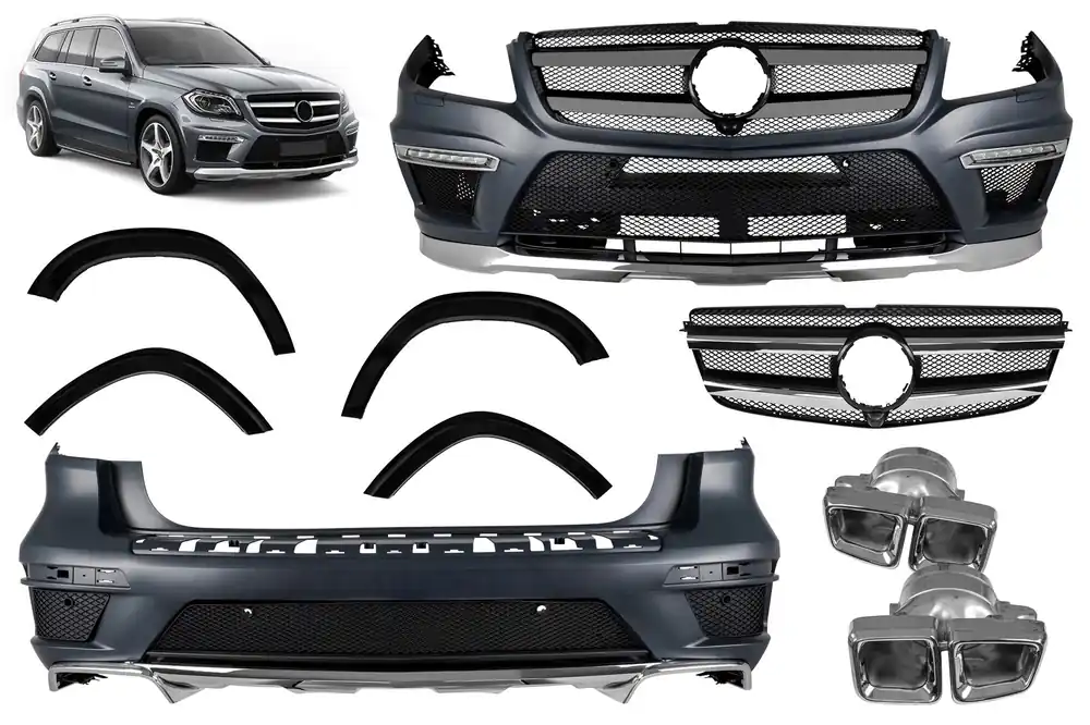 Reducere de preț Pachet de tuning tip 63 potrivit pentru Mercedes GL X166 2012-2015 cu capete cromate