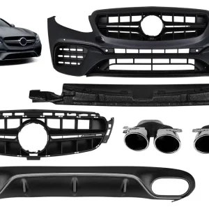 Un pachet de design tip E53 potrivit pentru Mercedes E-Class C238 coupe, A238 cabrio 2017-2019 cu capete cromate și garnitură cromată, pentru modelul cu bara de protecție sport A Design spate. Reduceri