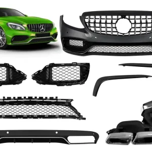 Un pachet de design tip C63 potrivit pentru Mercedes C-Class W205 sedan, S205 break 2013-2019 pentru modelul cu bara de protecție spate standard Expediere rapidă