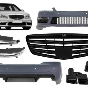 Un pachet de design tip S63 potrivit pentru Mercedes S-Class W221 2006-2013 pentru ampatamente scurt și lung, fără praguri Promoție