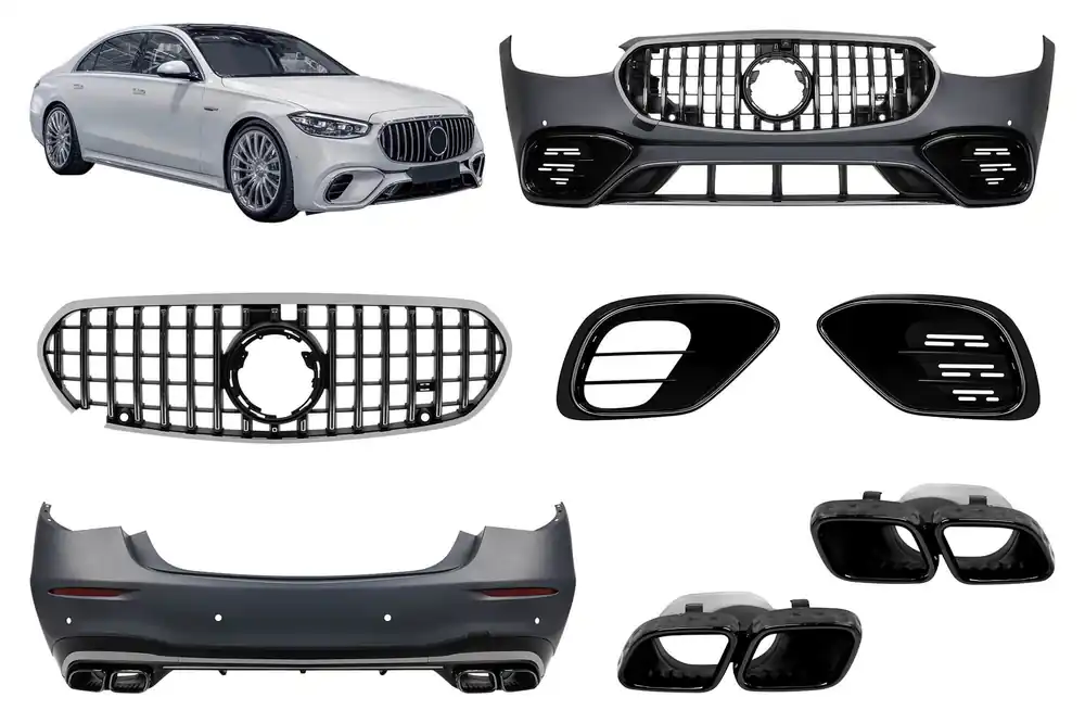 Livrare gratuită Un pachet de design tip S63 potrivit pentru Mercedes S-Class W223 după 2020 cu elemente din crom fumuriu