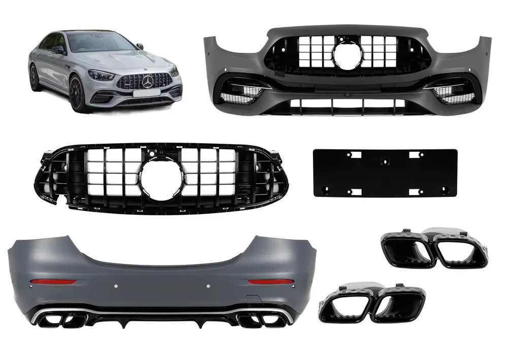 Ofertă de sezon Pachet de tuning tip 63 potrivit pentru Mercedes E-Class W213 sedan după 2020 cu capace și elemente negre