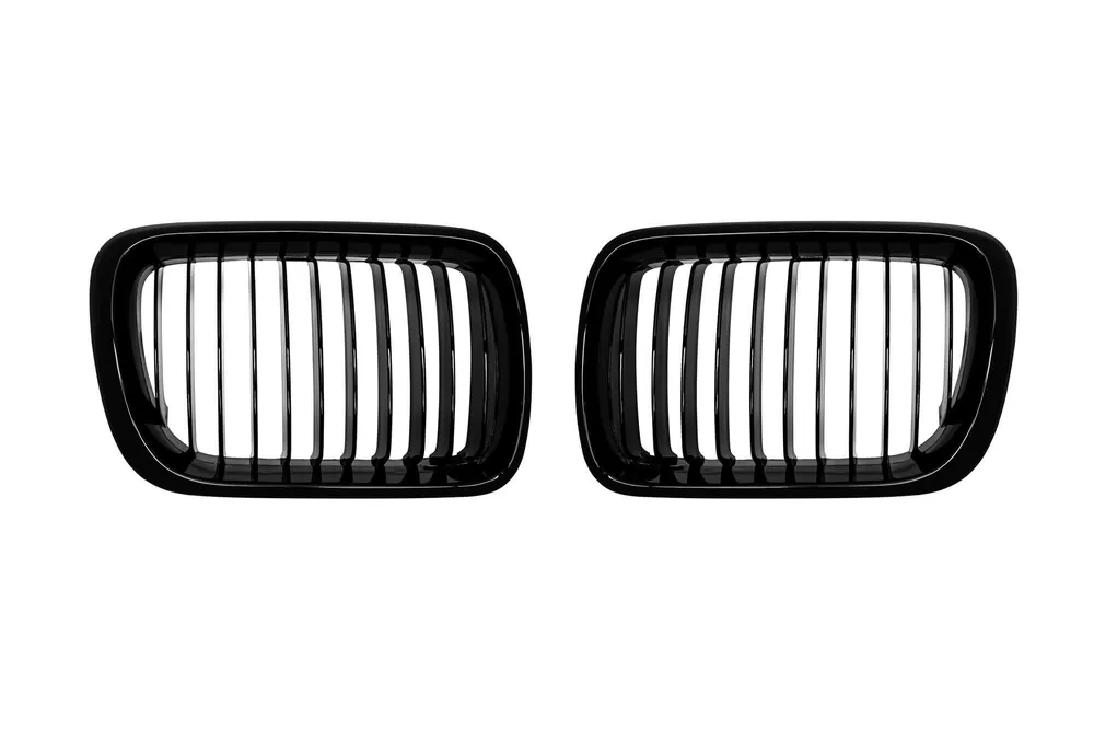 Grile rinichi cu nervuri unice vopsite în negru, potrivite pentru BMW Seria 3 E36 sedan, break, coupe, cabriolet, compact 1997-1999 Reducere specială