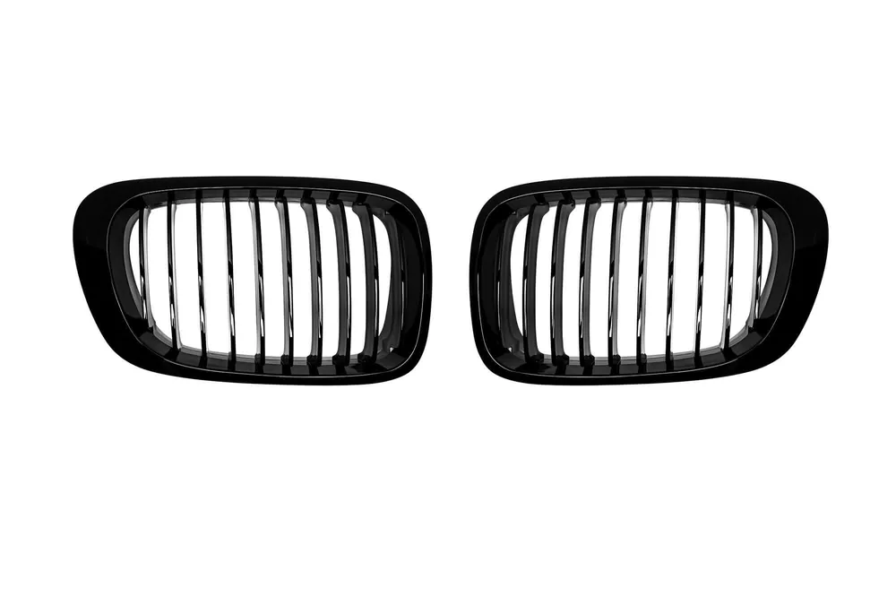 Retur gratuit Grile rinichi cu nervuri unice vopsite în negru, potrivite pentru BMW Seria 3 E46 Coupe, E46 Cabriolet 1999-2003